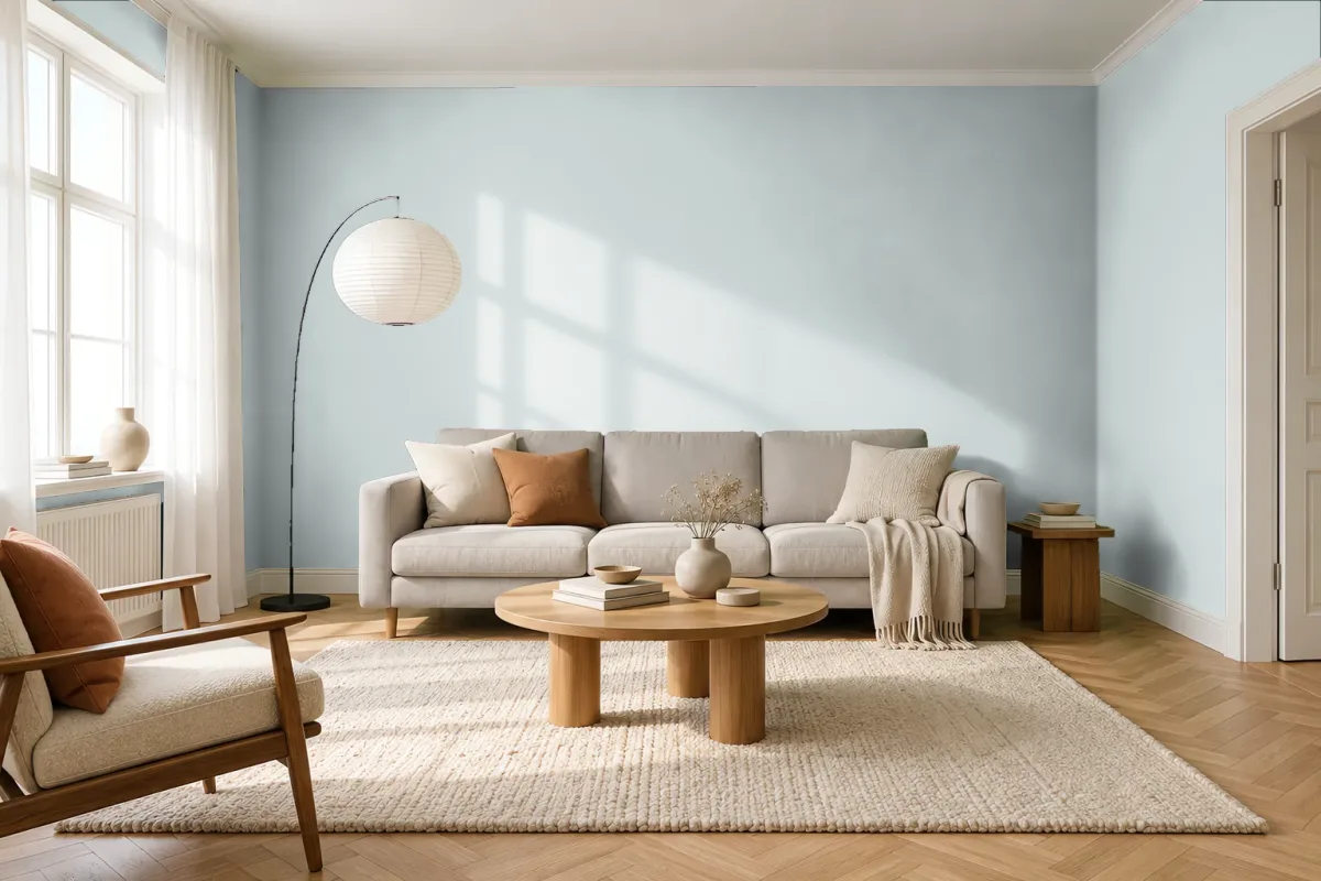 Краска PANTONE 5517 C — гостиная в скандинавском стиле