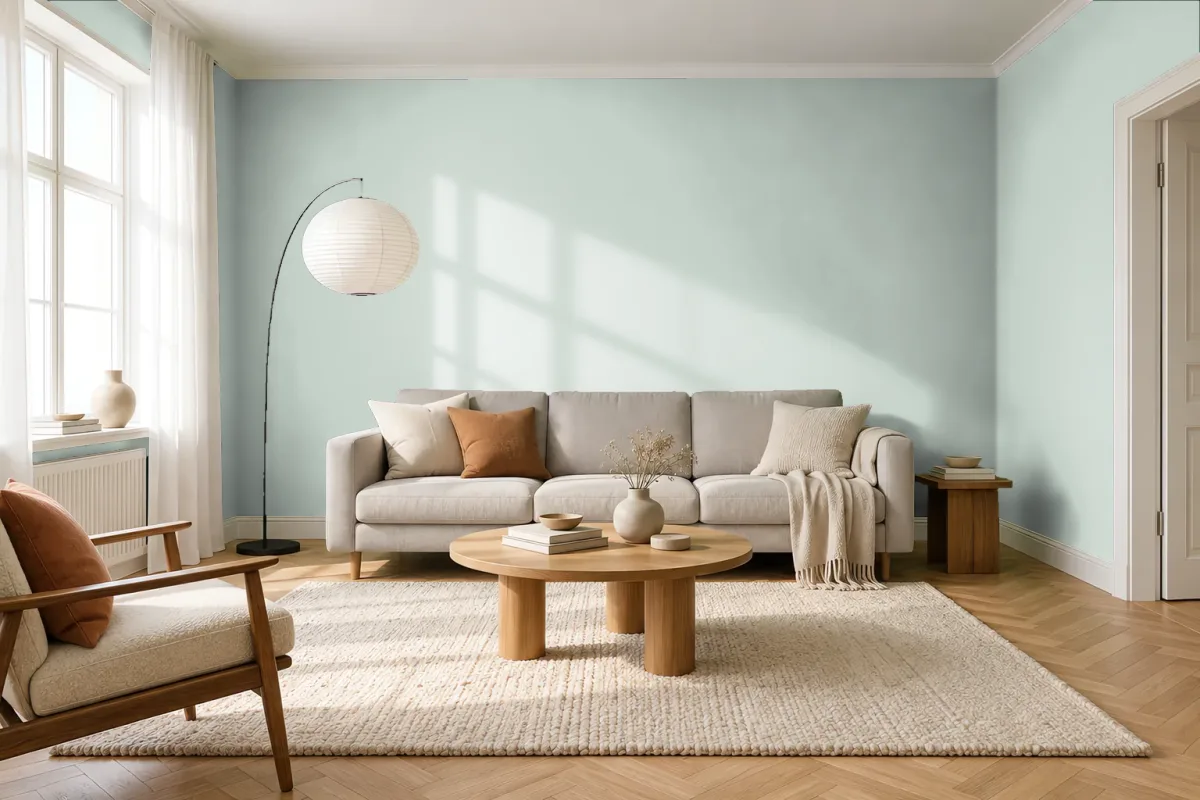Краска PANTONE 5585 C — гостиная в скандинавском стиле