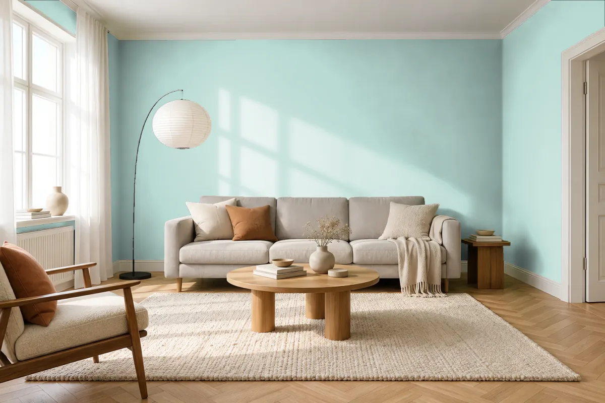 Краска PANTONE 565 C — гостиная в скандинавском стиле