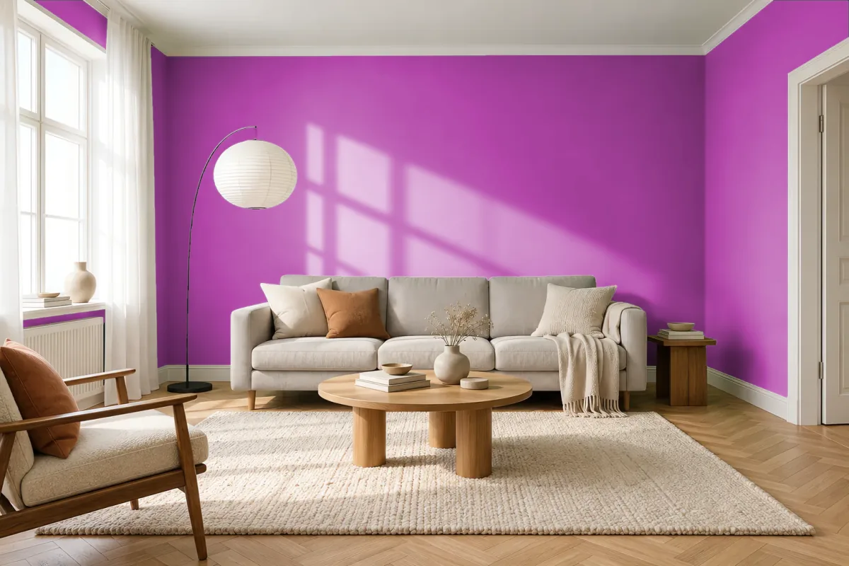 Краска PANTONE 247 C — гостиная в скандинавском стиле