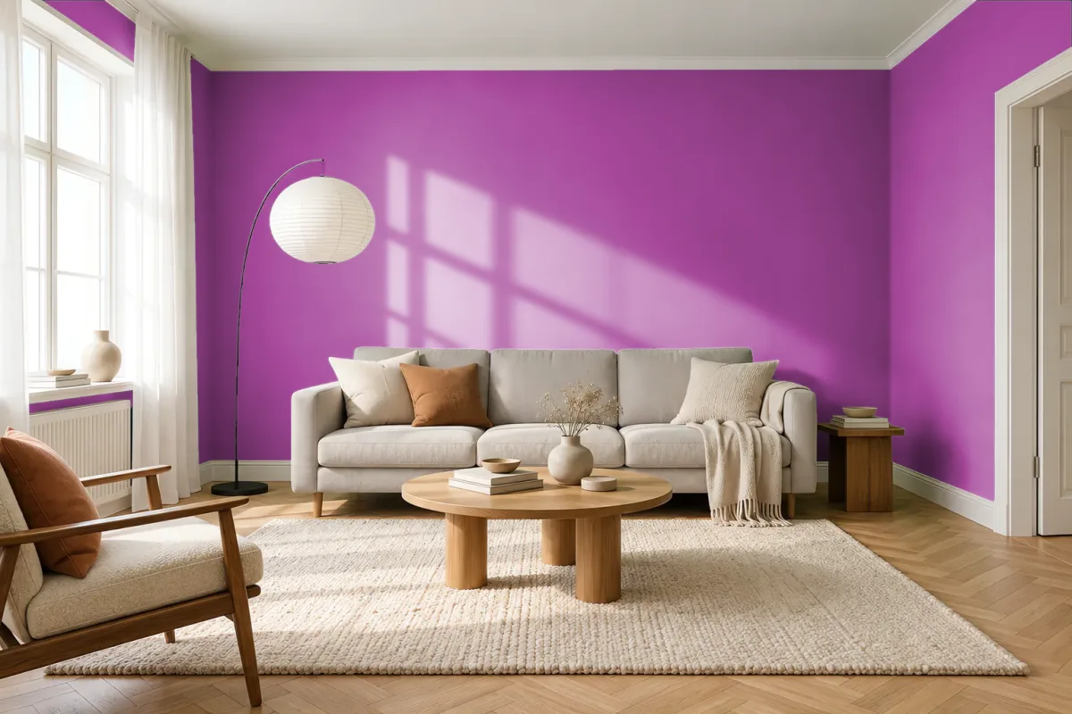 Краска PANTONE 248 C — гостиная в скандинавском стиле