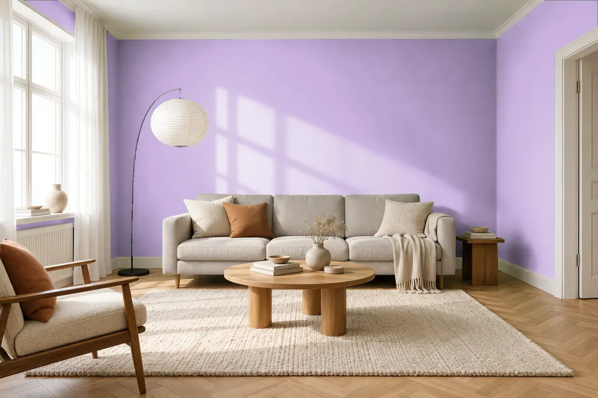 Краска PANTONE 2563 C — гостиная в скандинавском стиле