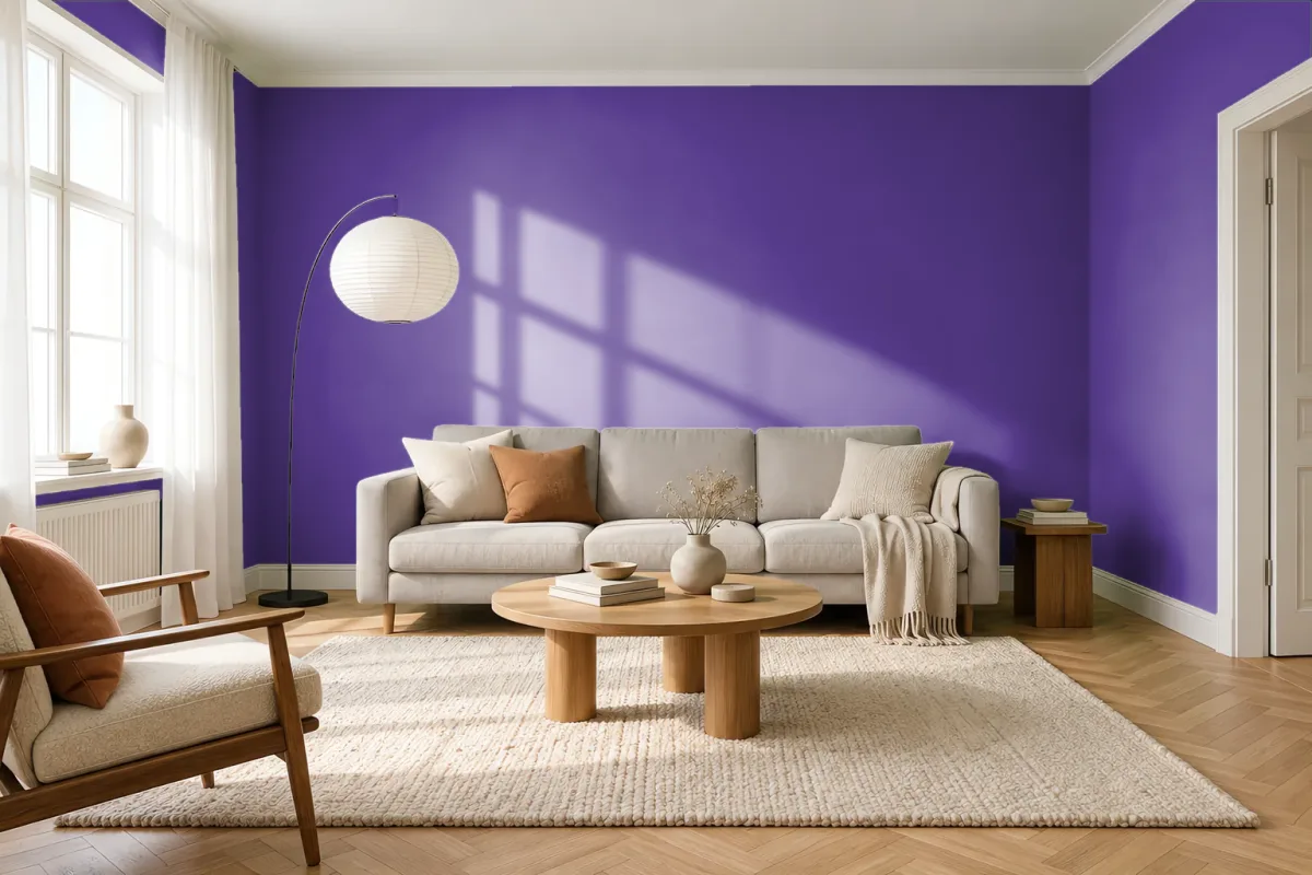Краска PANTONE 2685 C — гостиная в скандинавском стиле