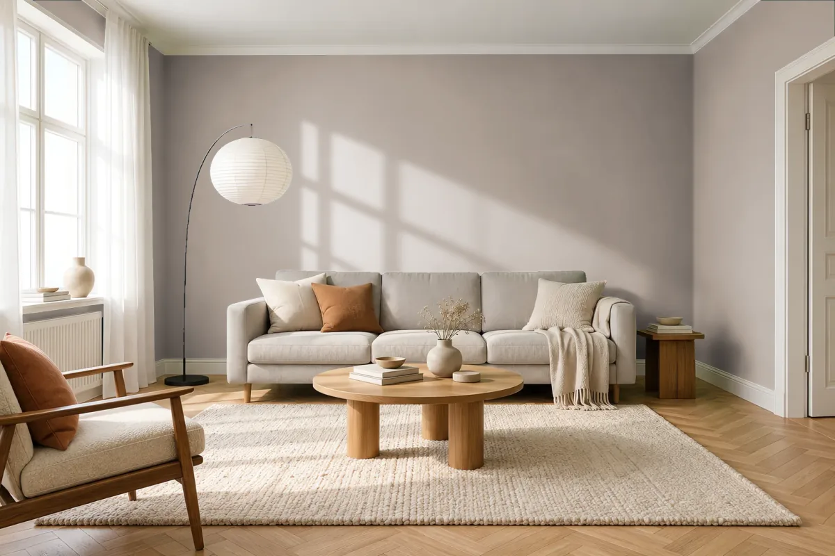 Краска PANTONE 7530 C — гостиная в скандинавском стиле