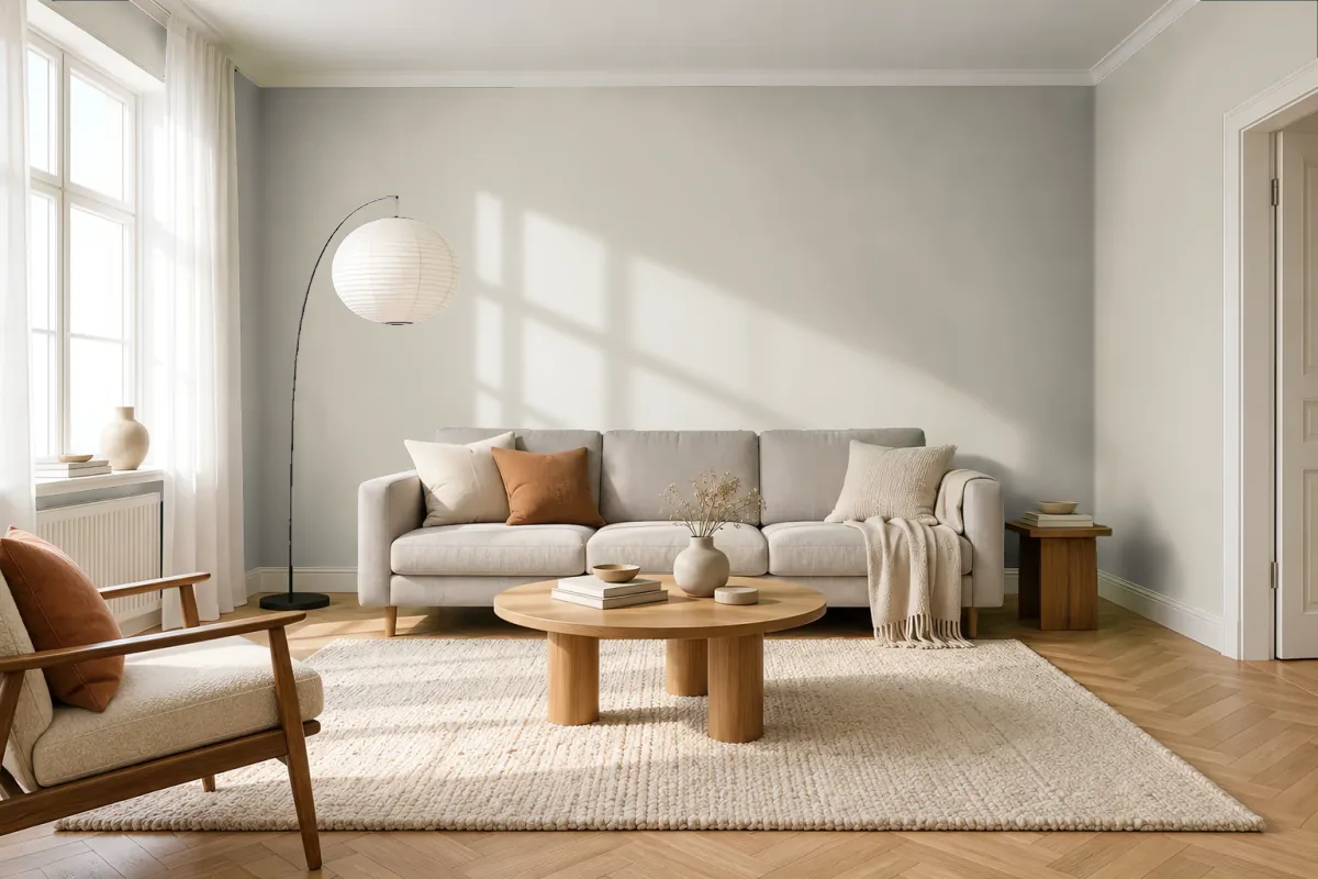 Краска PANTONE 7535 C — гостиная в скандинавском стиле