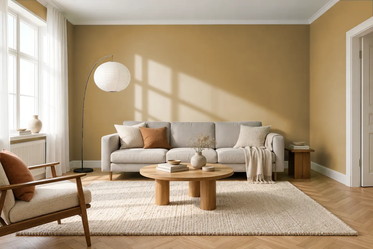 Краска PANTONE 871 C — гостиная в скандинавском стиле