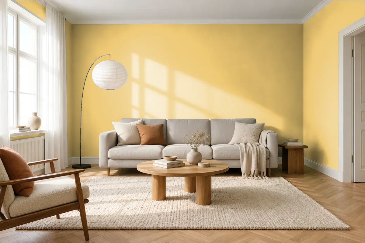 Краска PANTONE 141 C — гостиная в скандинавском стиле