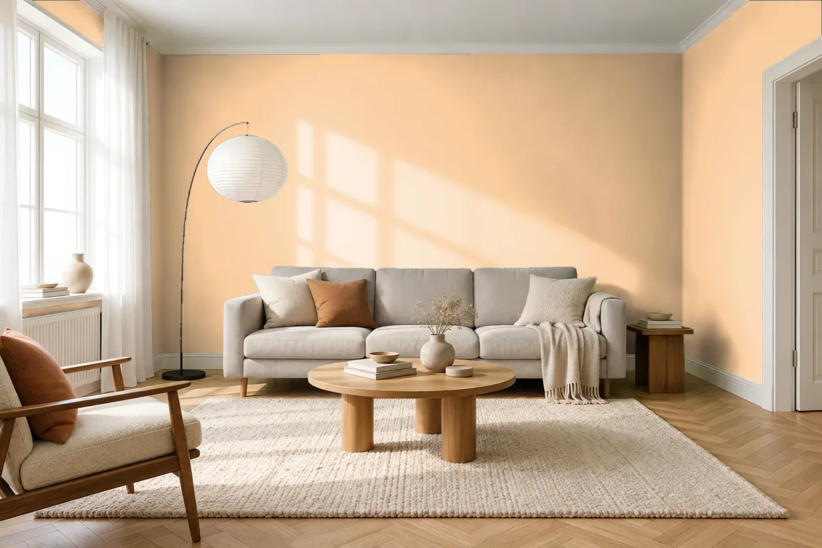Краска PANTONE 148 C — гостиная в скандинавском стиле