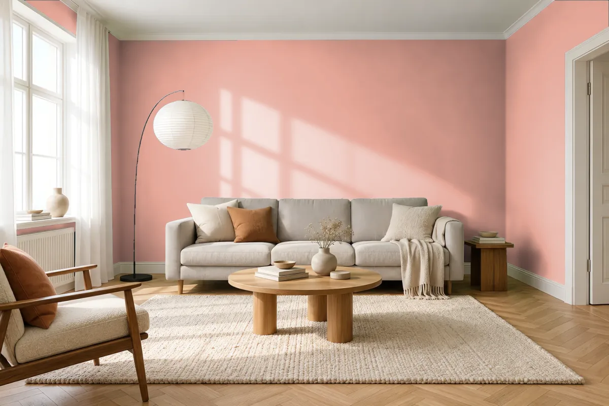 Краска PANTONE 486 C — гостиная в скандинавском стиле