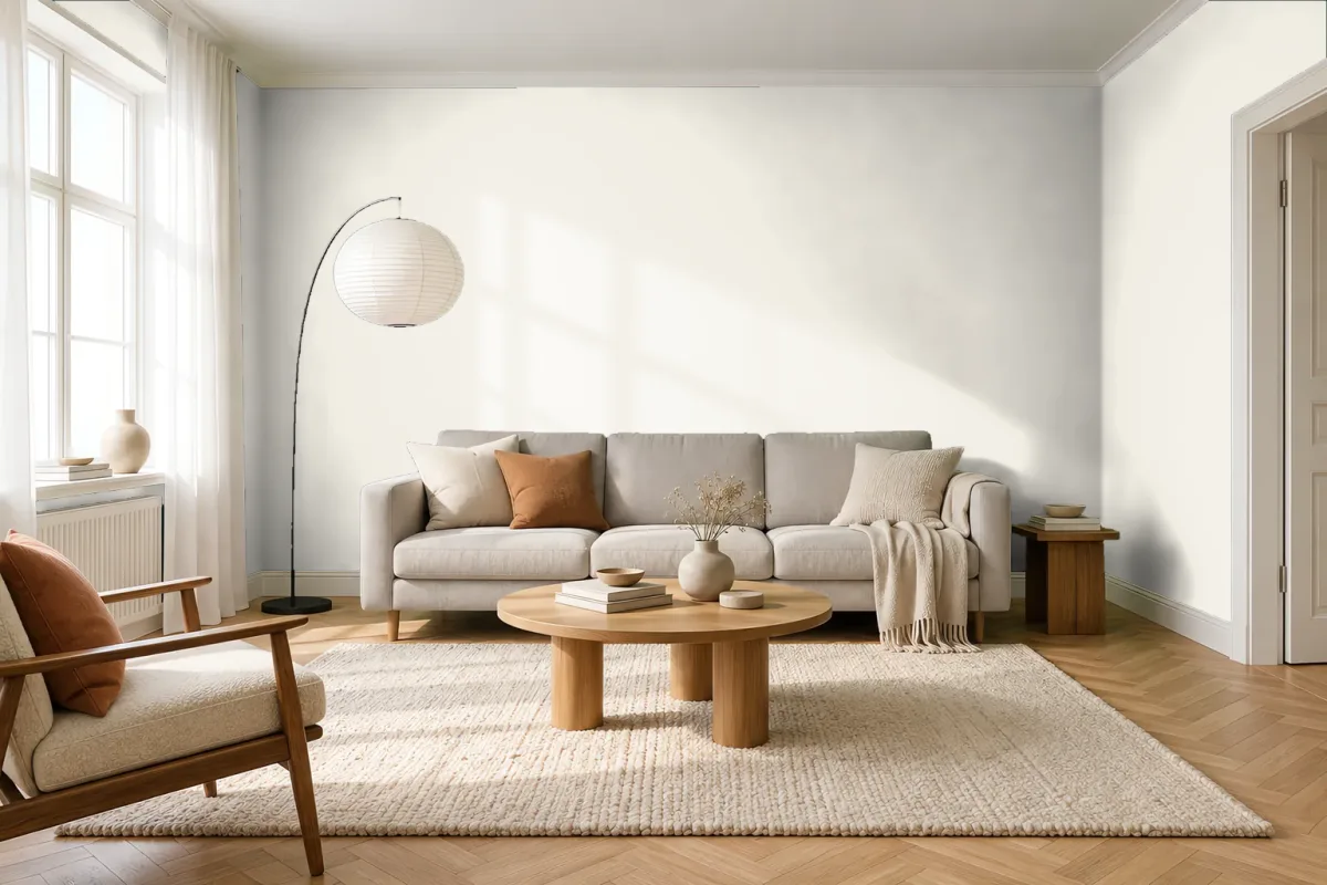 Краска RAL 100 93 05 белый туман — гостиная в скандинавском стиле