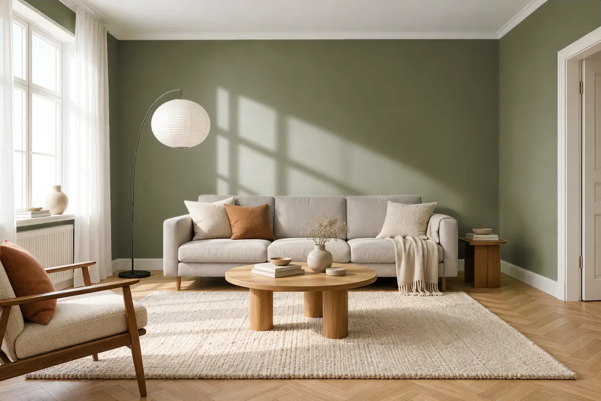 Краска Swiss Lake SL-2568 Aloe — гостиная в скандинавском стиле