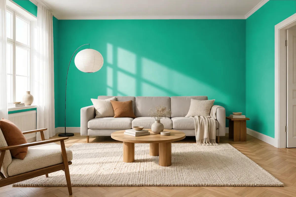 Краска Swiss Lake SL-2316 Green Shine — гостиная в скандинавском стиле