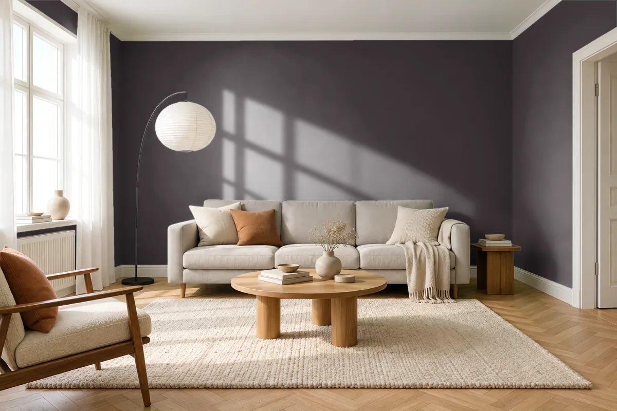 Краска Swiss Lake SL-1820 Shadow Purple — гостиная в скандинавском стиле