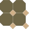 Керамическая Metlah.Store Мозаика Йорк A23 Сетка Октагон Зелёный/Квадрат Бежевый 305x305