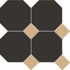 Керамическая Metlah.Store Мозаика Йорк A36 Сетка Октагон Чёрный/Квадрат Бежевый 305x305