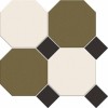 Керамическая Metlah.Store Мозаика Йорк A44 Сетка Октагон Белый И Зелёный/Квадрат Чёрный 305x305