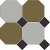 Керамическая Metlah.Store Мозаика Йорк A46 Сетка Октагон Серый И Зелёный/Квадрат Чёрный 305x305