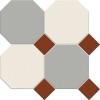 Керамическая Metlah.Store Мозаика Йорк A67 Сетка Октагон Белый И Серый/Квадрат Красный 305x305
