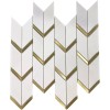 Каменная Stone Мозаика Orro mosaic Atlantida 30.5х32.25 белая / золотая, чип 8х38 / 38х94 шеврон