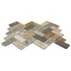 Sekitein Сланец и галька Каменная мозаика MS0516 ГРАНИТ кирпич-ёлочка серый 30x30 — фото 4