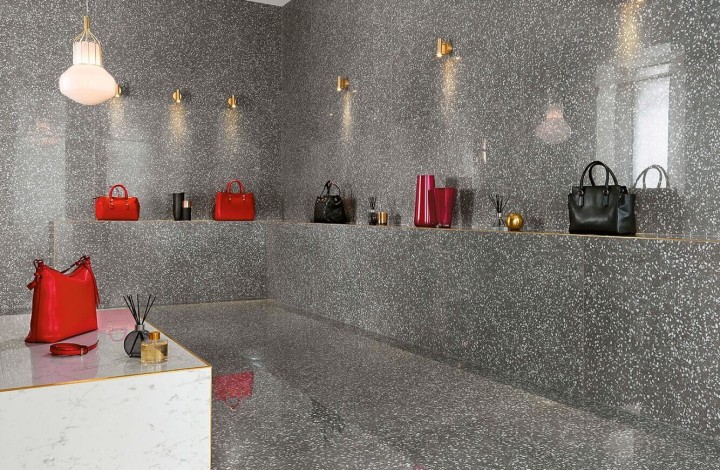 Фото коллекции Лаппатированный Atlas Concorde Marvel Gems Terrazzo Black Lapp 30x60