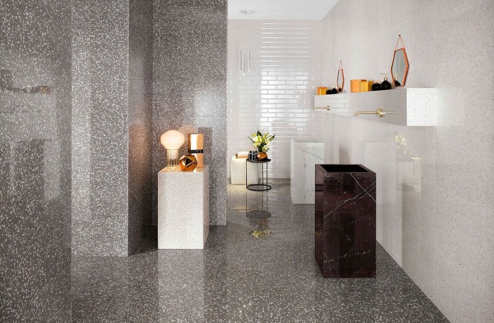 Фото коллекции Лаппатированный Atlas Concorde Marvel Gems Terrazzo Black Lapp 30x60