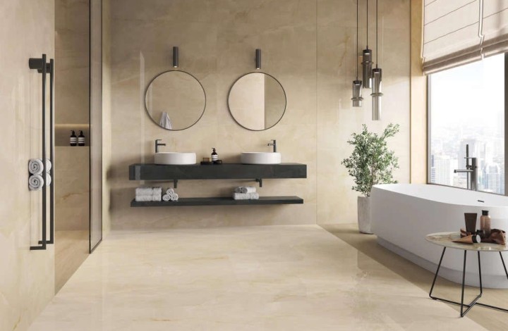 Лаппатированный Atlas Concorde Керамогранит Marvel Onyx Alabaster 60x60 Lapp. в интерьере