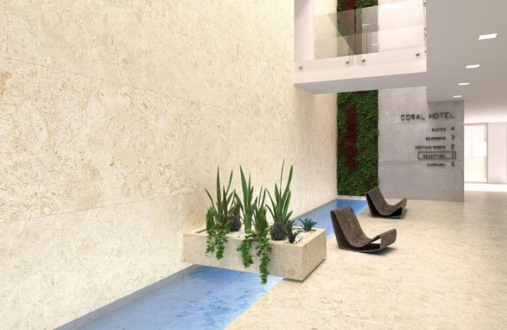 Матовый Grespania Керамогранит 80RB43E Coralina Coverlam Blanco 120х120 в интерьере