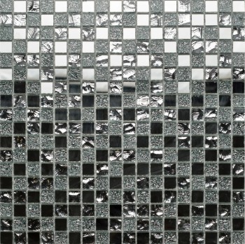 Orro mosaic MIRAGE 30х30 серая глянцевая стеклянная, чип 15х15 квадратный