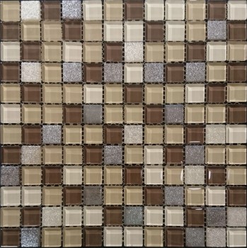 Orro mosaic TORONTO 30х30 микс бежевая/коричневая стеклянная, чип 23х23 квадратный