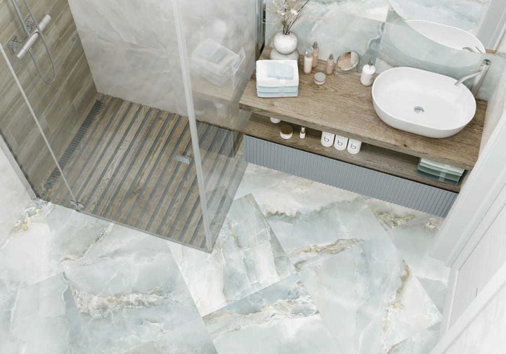 Лаппатированный Керамогранит Alma Ceramica Orlando 57x57 Голубой — фото 2