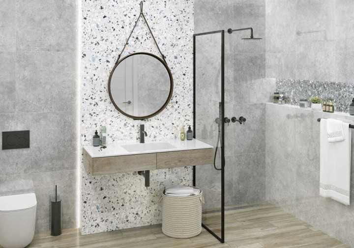 Напольная Керамогранит Alma Ceramica Terrazzo 57x57 Серый — фото 3