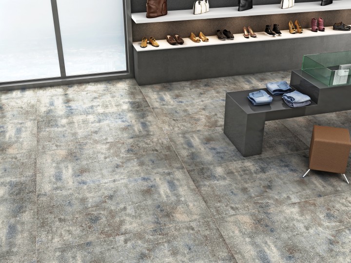 Arcadia Ceramica Керамогранит SG3001-A Cementic Azzurro 60х120 серый бетон матовый под мрамор, 4 принта — фото 4