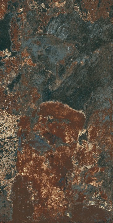 Матовый Arcadia Ceramica Керамогранит ME5001-A Vulcano Azzurro 60х120 бронзово-зеленый металлический под мрамор, 4 принта — фото 3