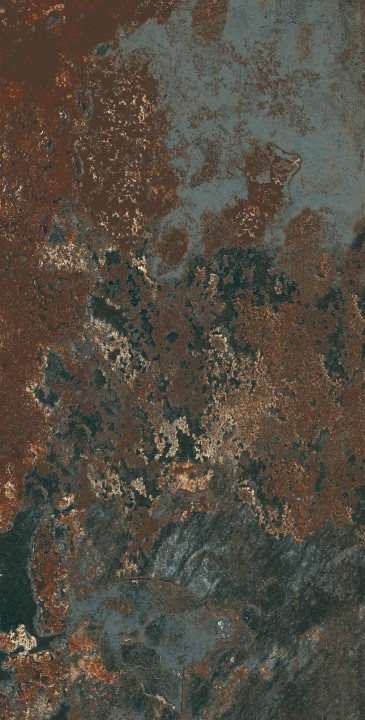 Матовый Arcadia Ceramica Керамогранит ME5001-A Vulcano Azzurro 60х120 бронзово-зеленый металлический под мрамор, 4 принта — фото 5