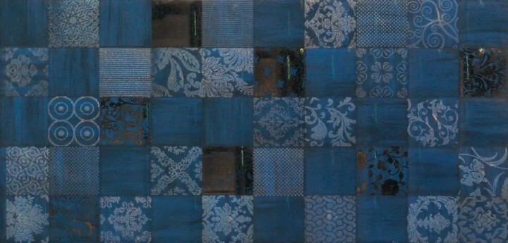 Декор Плитка Baldocer 00-00002784 Luxor Cumula Azul Silver Decor 31.6х63.2 под мозаику / орнамент