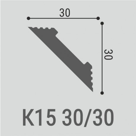 Плинтусы потолочные Bello Deco Карнизы потолочные Карниз потолочный К15 30-30 3x200 — фото 2