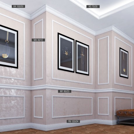 Плинтусы потолочные Bello Deco Карнизы потолочные Карниз потолочный К5 70-35 3,5x200 — фото 3