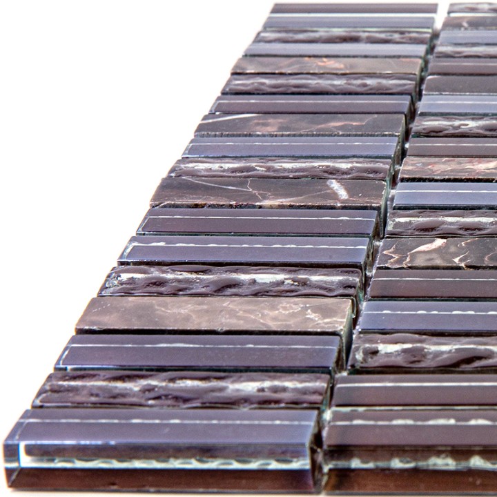 Миксы Bonaparte Мозаика стеклянная с камнем Super Line (brown) 8*15*48 лист 300*300 мм — фото 3