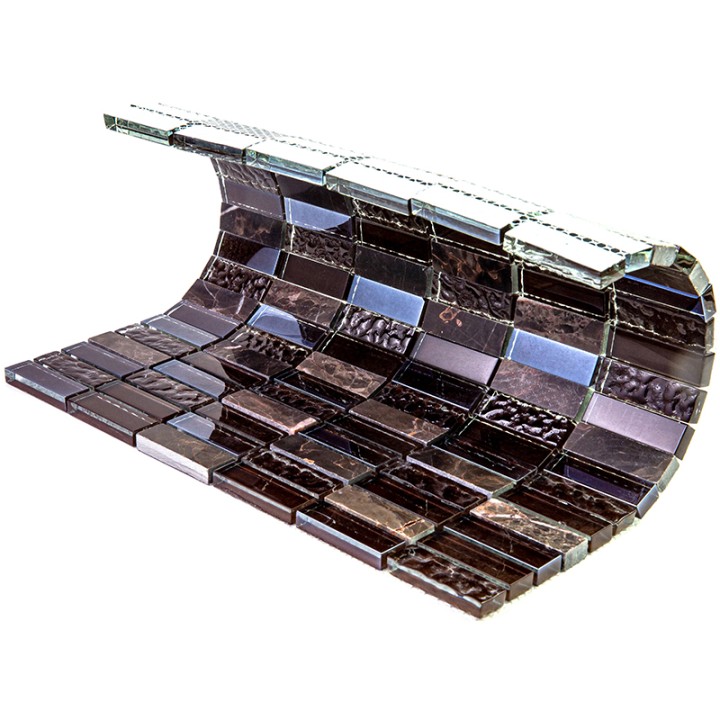 Миксы Bonaparte Мозаика стеклянная с камнем Super Line (brown) 8*15*48 лист 300*300 мм — фото 4