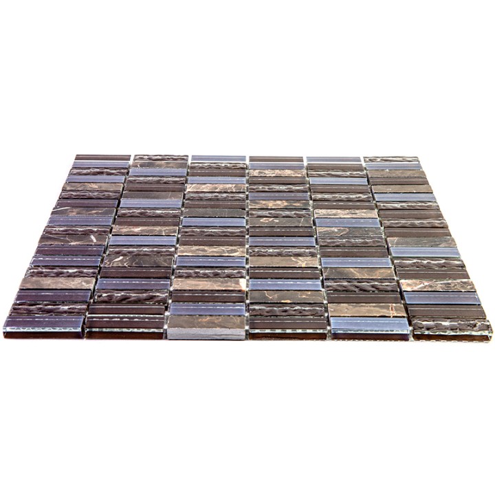 Миксы Bonaparte Мозаика стеклянная с камнем Super Line (brown) 8*15*48 лист 300*300 мм — фото 6