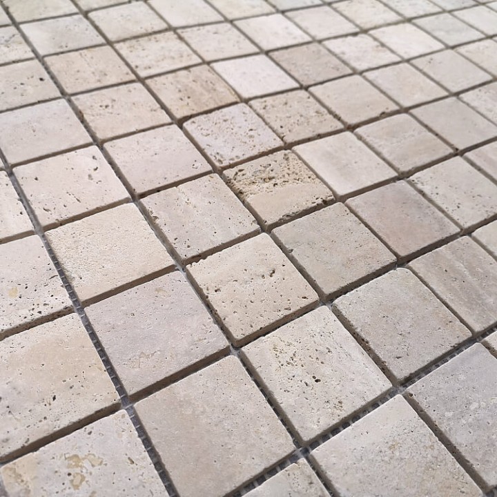 Leedo (Caramelle) Pietrine 7 мм Каменная мозаика Travertino Beige MAT 48x48x7 — фото 2