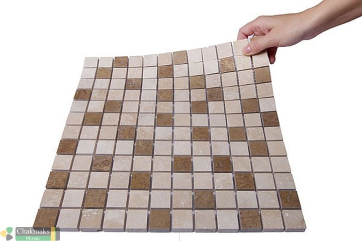 Каменная Chakmaks Anatolian Stone 23x23 Мозаика из травертина (23х23*10 мм) LIGHT NOCE — фото 2