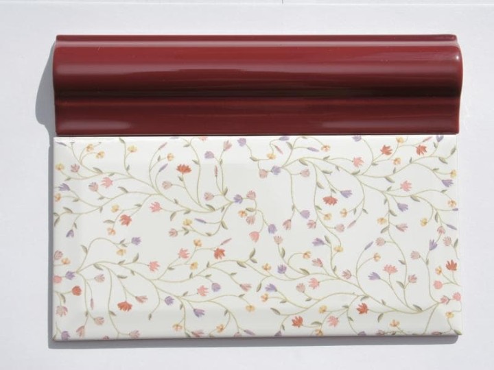 Бордюр Biselado / Liso 10x20 Dar Ceramics Moldura Antigua Burgundi Brillo 5x20 — фото 2