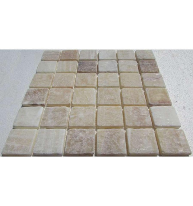 Мраморная FK Marble Classic Mosaic Мозаика из состаренного оникса M073-48-10T Onyx Yellow 30x30 — фото 2