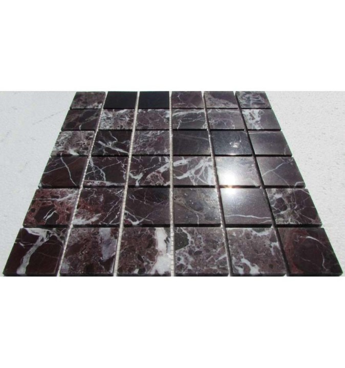 FK Marble Classic Mosaic Мраморная полированная мозаика Rosso Levanto 48-6P 30x30 — фото 2