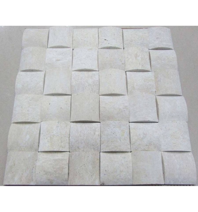 Мраморная FK Marble Classic Mosaic 3D мозаика из травертина шлифованная Travertine 3D 50-7M 30x30 — фото 2