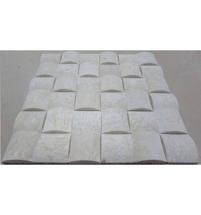 Мраморная FK Marble Classic Mosaic 3D мозаика из травертина шлифованная Travertine 3D 50-7M 30x30 — фото 3