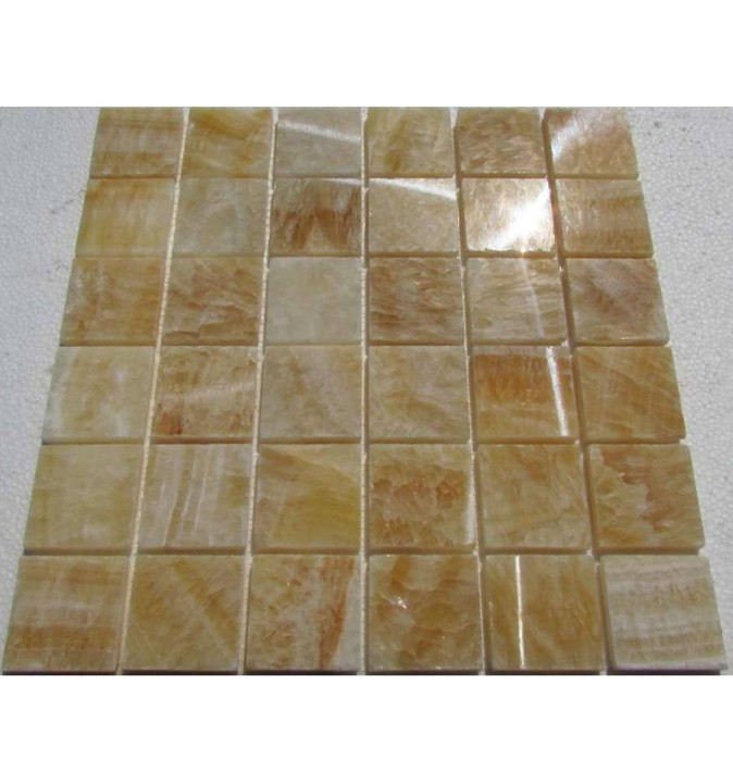 Мраморная FK Marble Classic Mosaic Мозаика из полированного оникса M073-48-8P Onyx Yellow 30x30 — фото 2