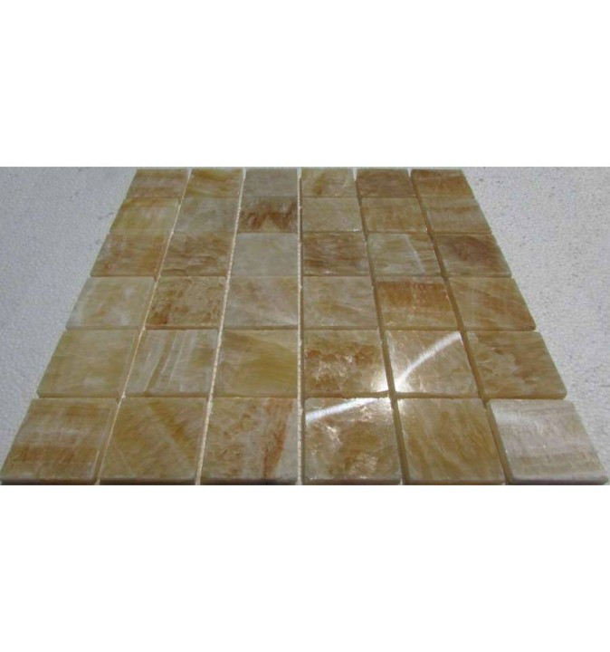 Мраморная FK Marble Classic Mosaic Мозаика из полированного оникса M073-48-8P Onyx Yellow 30x30 — фото 3